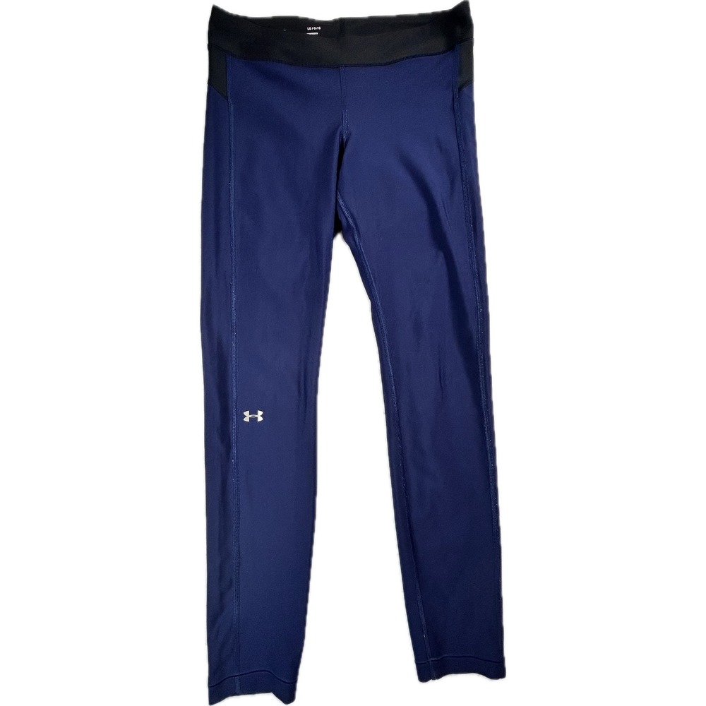 Under Armour Womens HeatGear Compression Leggings Navy Blue Black LG